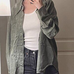 olive green corduroy shirt